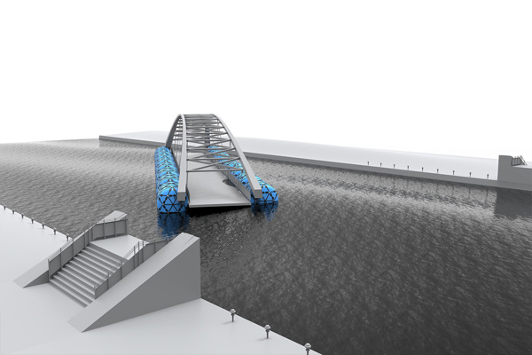 Estruturas de pontes com flutuadores insufláveis