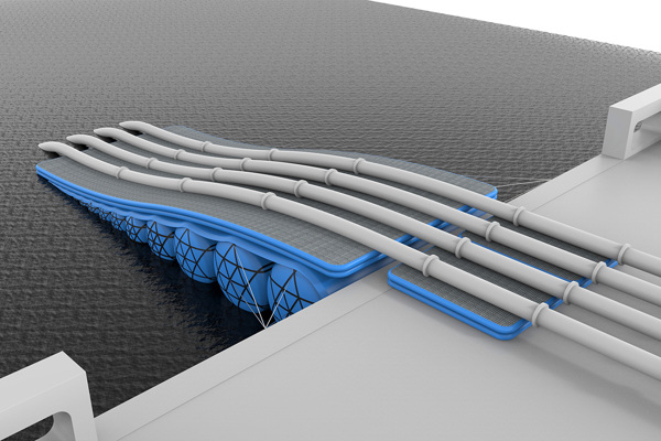 Piattaforma galleggiante compatta per tubi flessibili