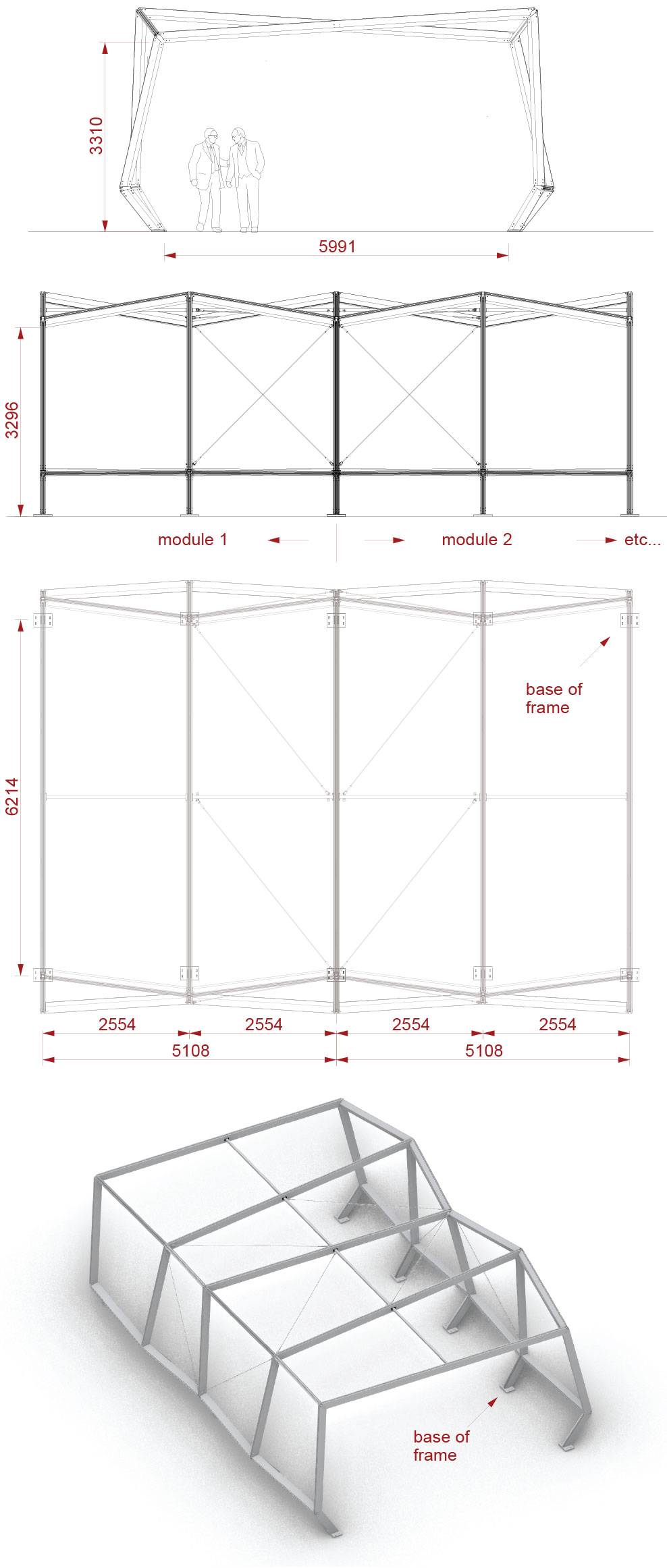 Dimensões do revestimento modular