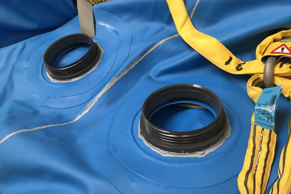 Apertura filettata Ø146 mm della borsa di recupero convertibile – tappo svitato per il sollevamento