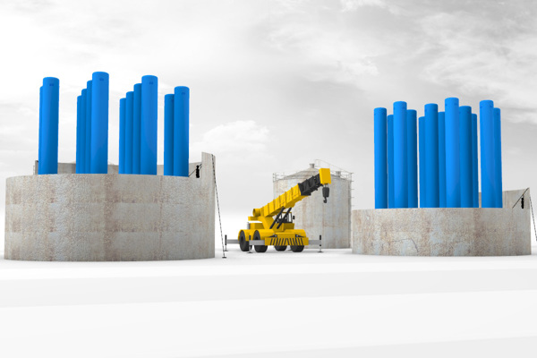 Silo Bouwen Met Opblaasbaar Platform