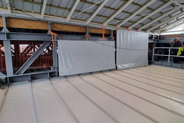 Mock-up of ETFE stretch ceiling and textile curtains, Ghent station