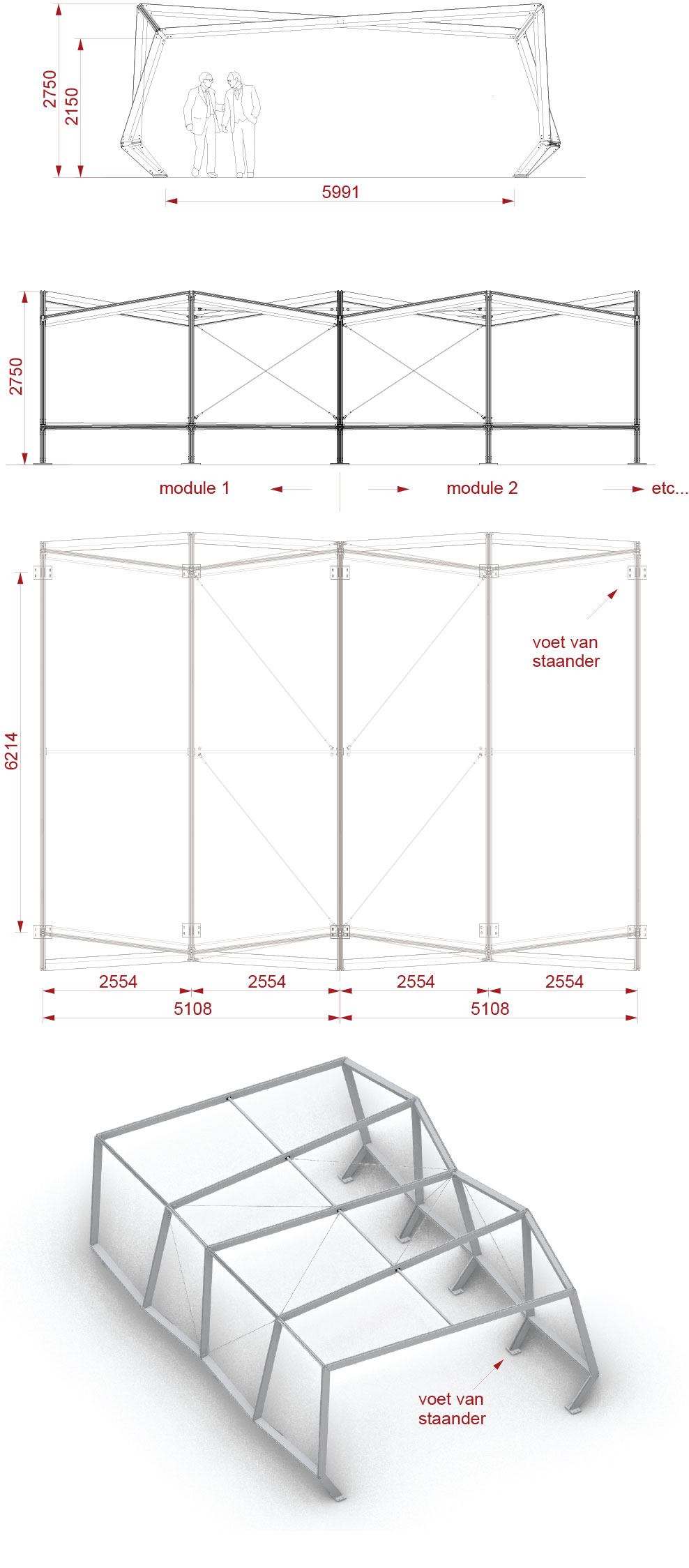 Modulaire schoolplein overkapping