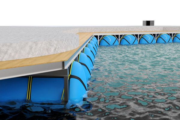 Inflatable pontoons for inspection and maintenance