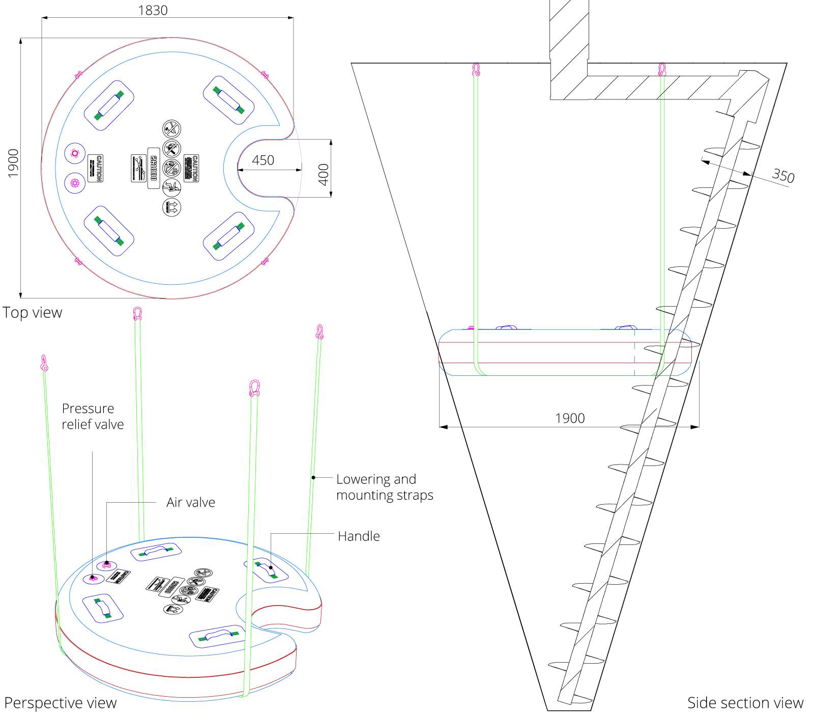 Piattaforma gonfiabile di ingegneria