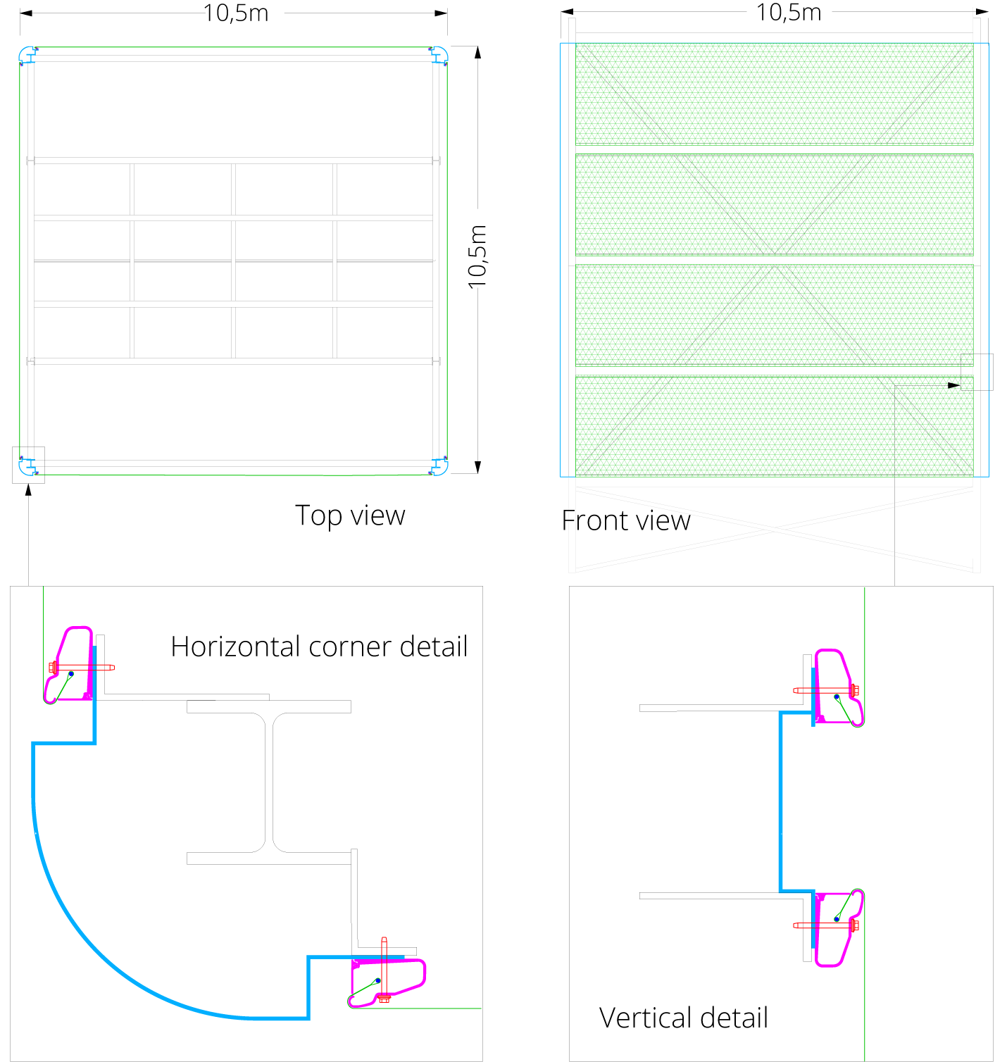 Textile facade for CO2 reductor