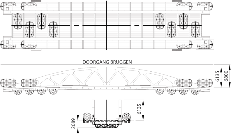 Tekening varende verkeersbrug