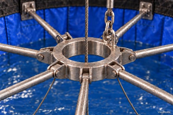 Folding frame: hub with eight spokes to the rim brackets