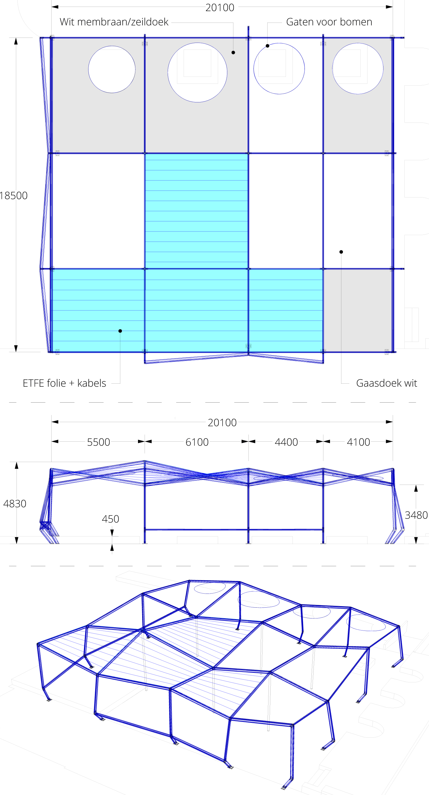 Diseño de la marquesina del patio de la escuela