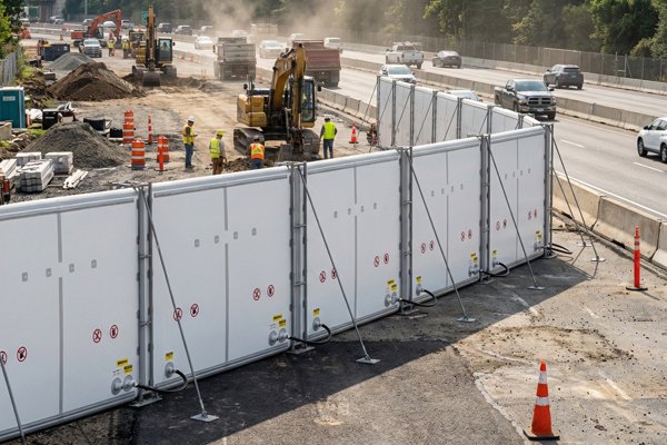 Barrera acústica temporal para obras viales