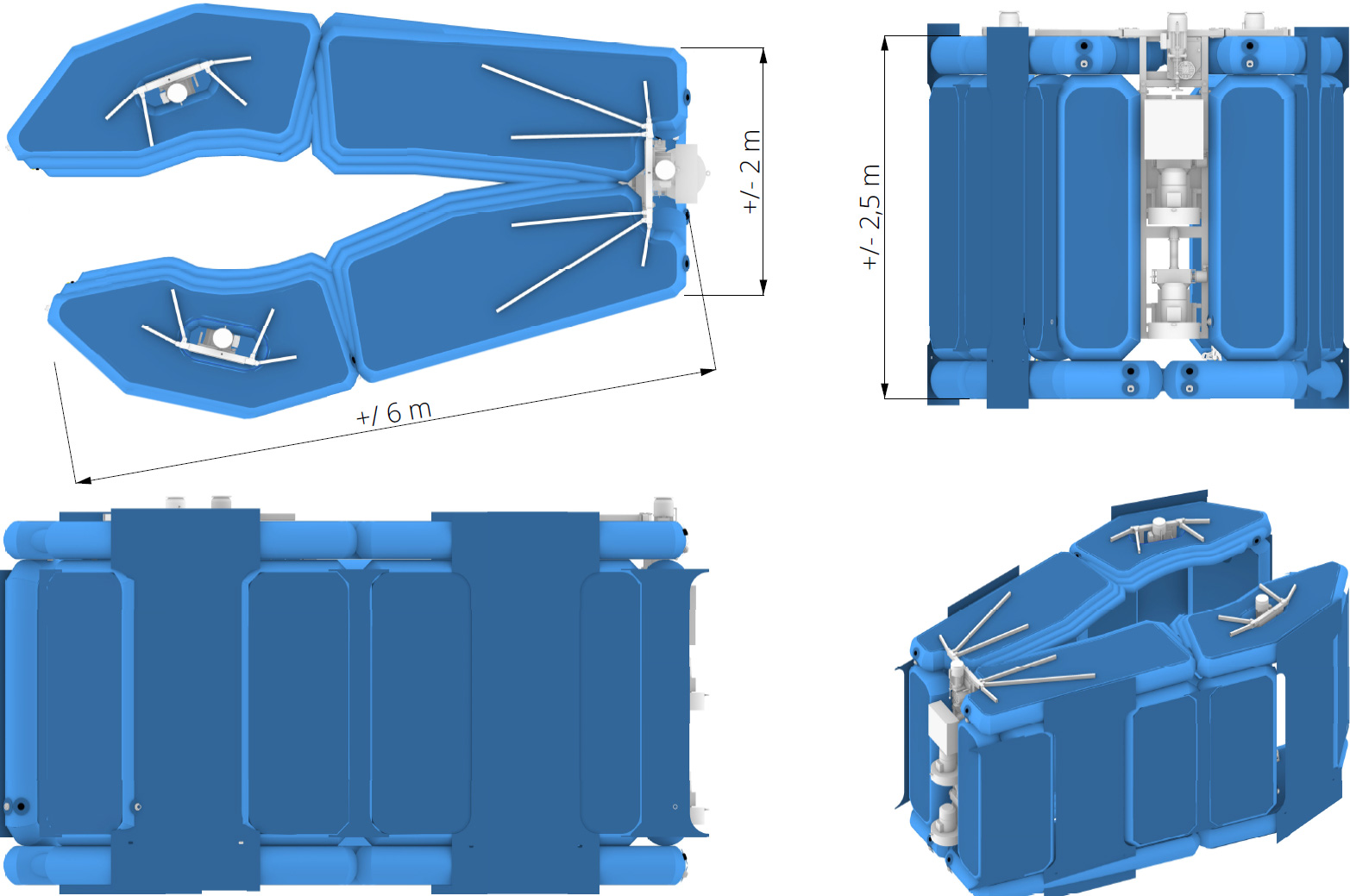 3D engineering en maatvoering doorwerkunit opblaasbaar