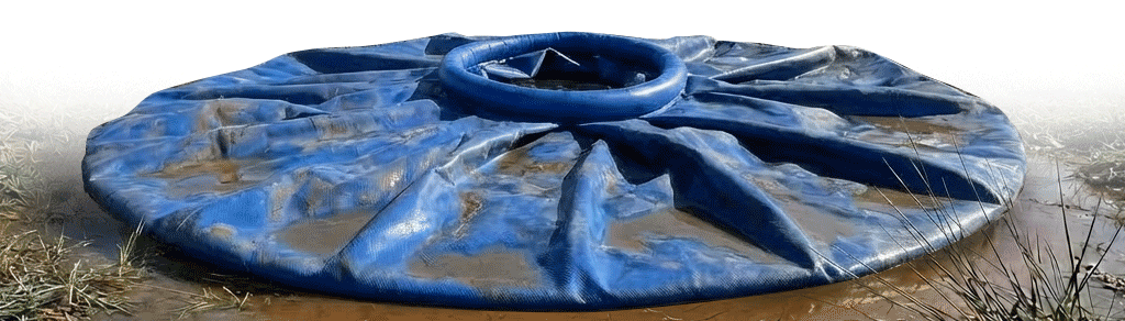 Flexibele opkisting in ontplooide toestand rondom een kwel