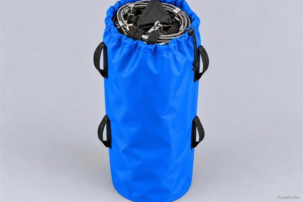 Firefighting bucket folded in its carry bag