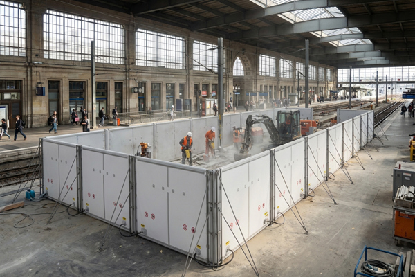 Barrera acústica que se monta y desmonta rápidamente