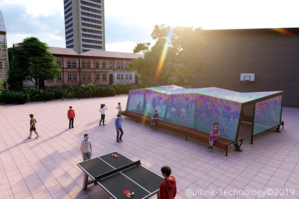 Overkapping Schoolplein Met Bedrukking